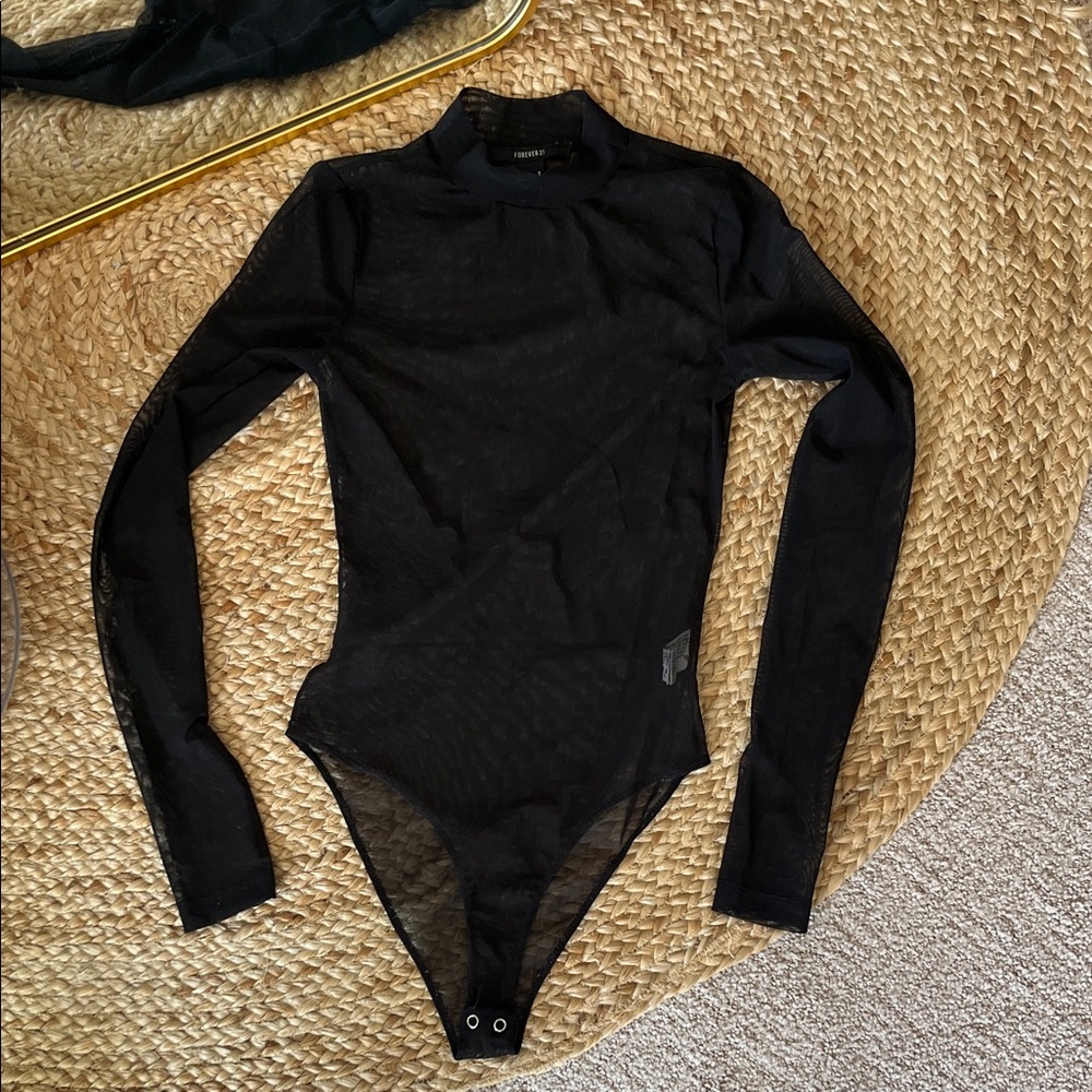 Forever 21 Sheer Black Bodysuit